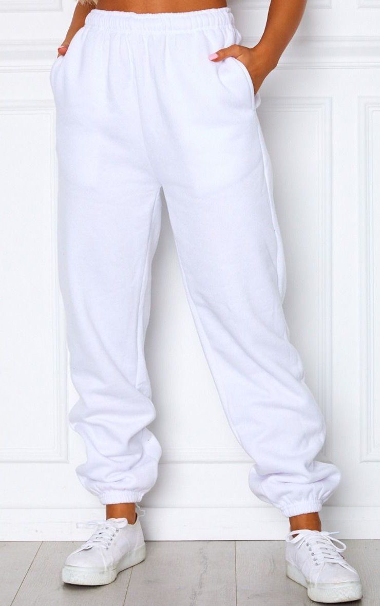 White Cuffed Joggers trousers Splashy 